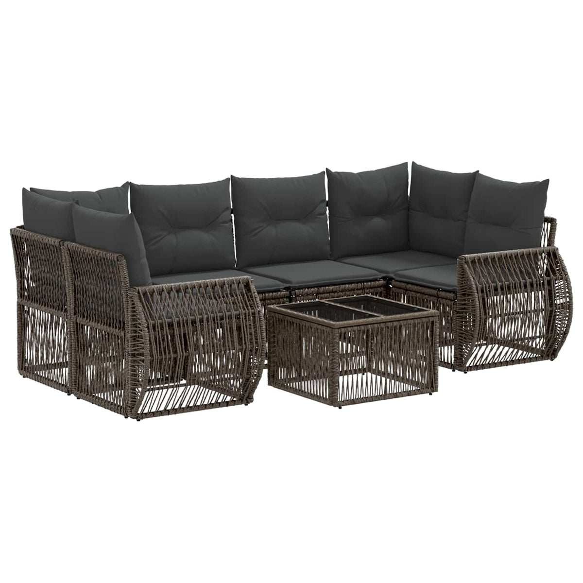vidaXL Tuinbankenset 7 st Zwart poly rattan