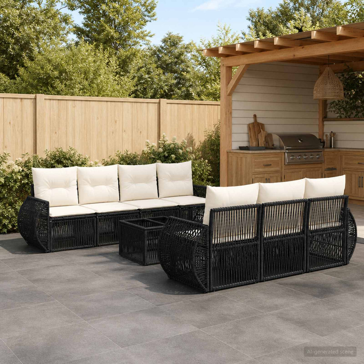 vidaXL Tuinbankenset 8 st Zwart poly rattan