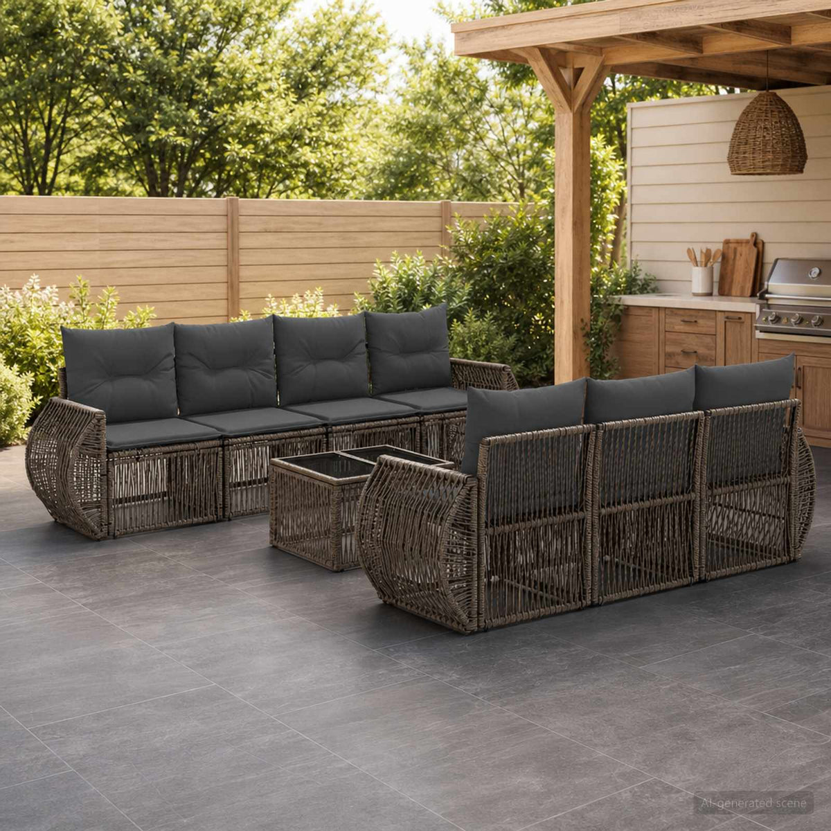 vidaXL Tuinbankenset 8 st Zwart poly rattan
