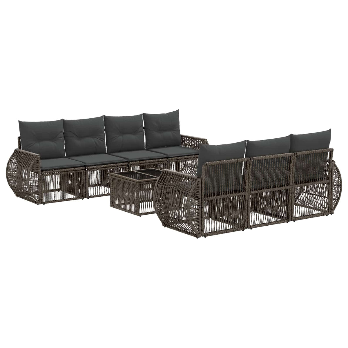 vidaXL Tuinbankenset 8 st Zwart poly rattan
