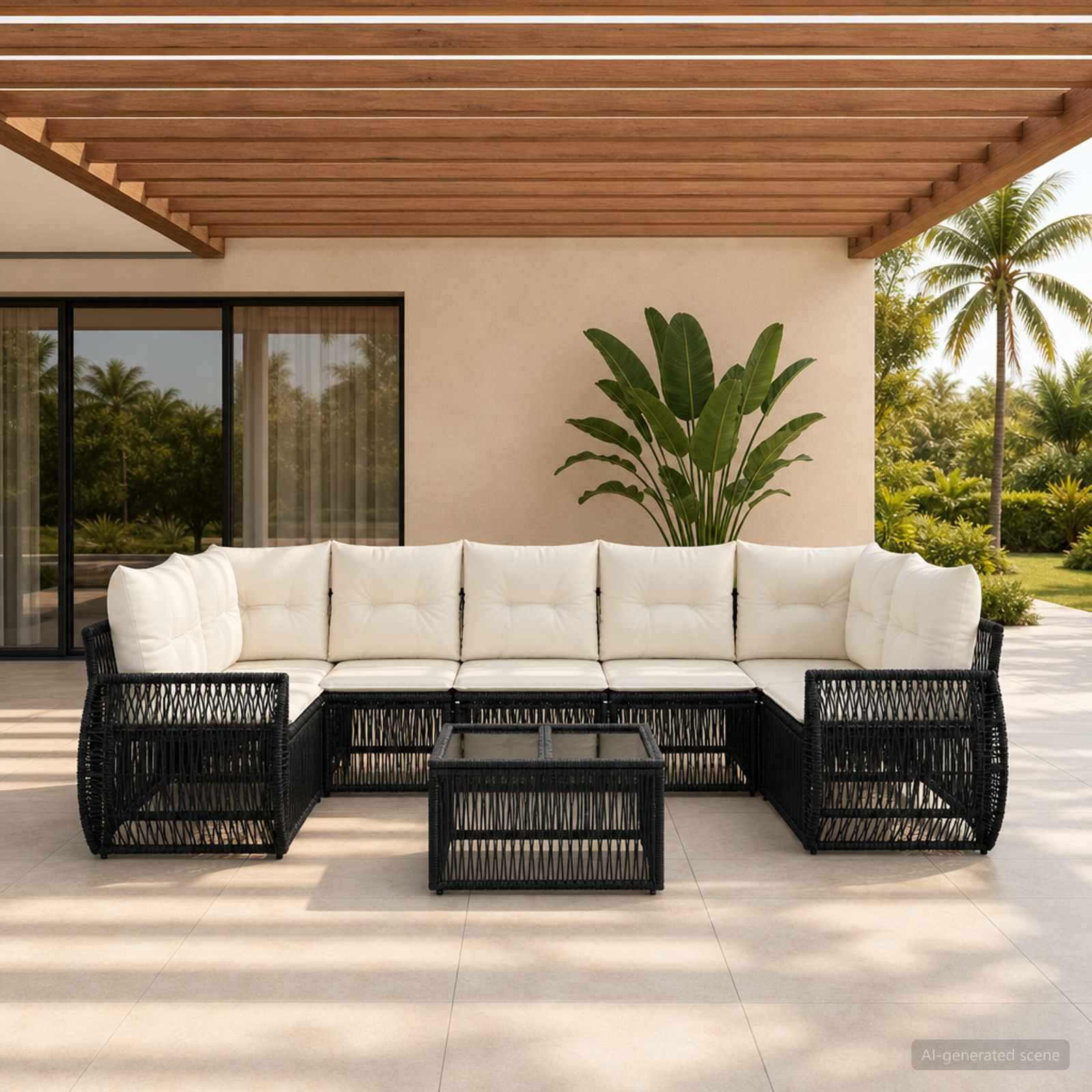 vidaXL Tuinbankenset 8 st Zwart poly rattan
