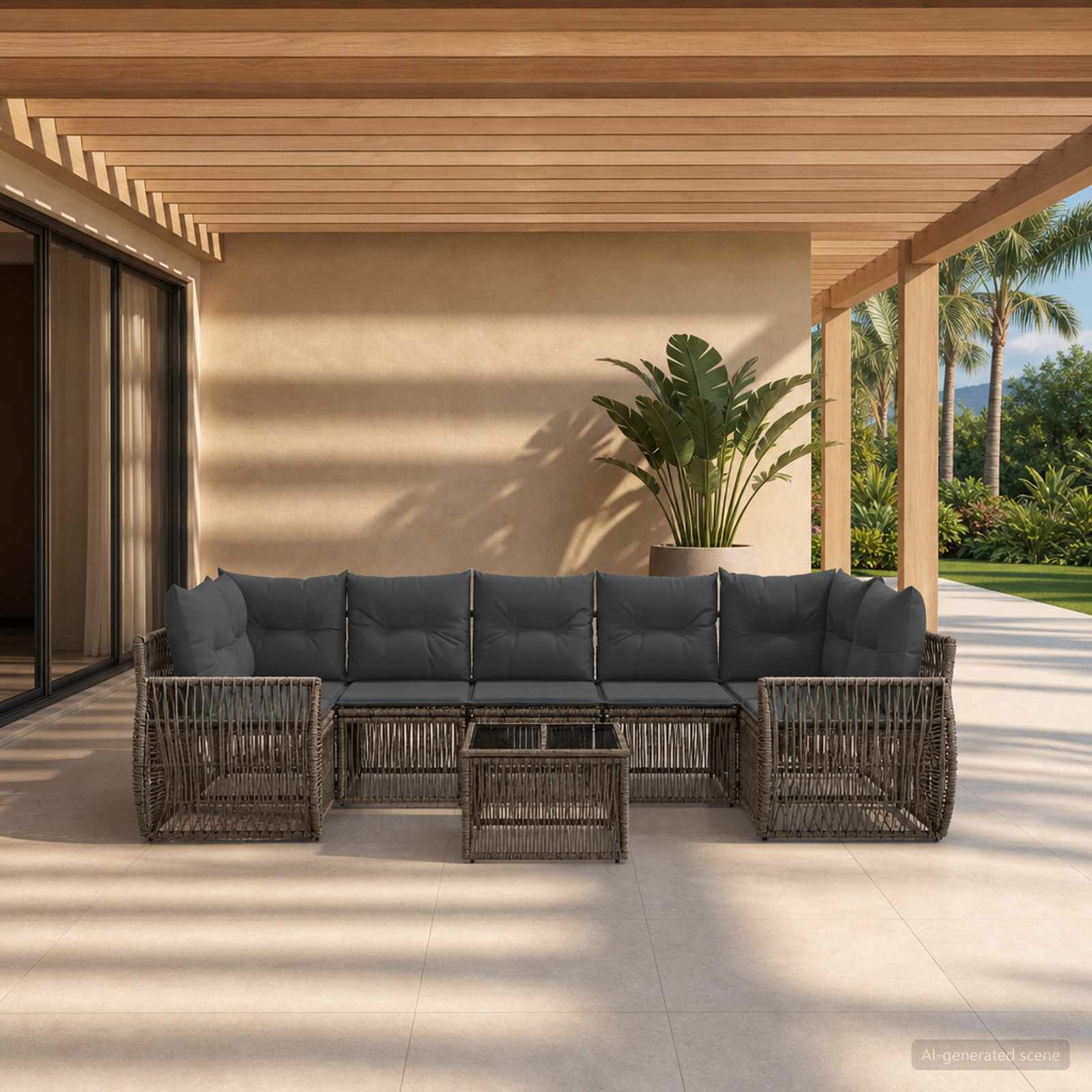 vidaXL Tuinbankenset 8 st Zwart poly rattan