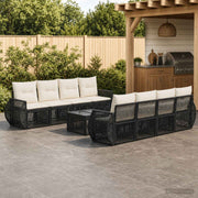vidaXL Tuinbankenset 9 st Zwart poly rattan