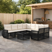 vidaXL Tuinbankenset 9 st Zwart poly rattan