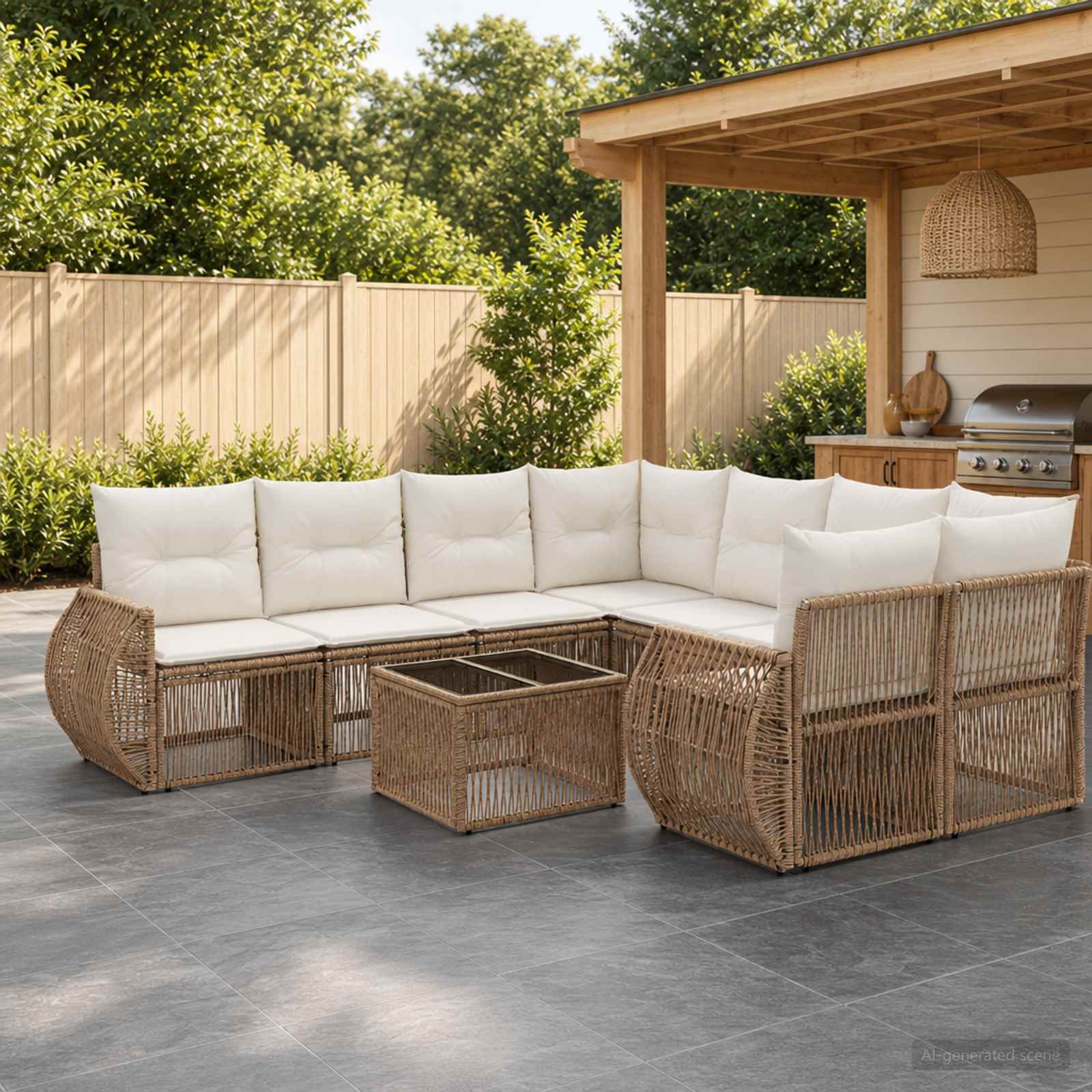 vidaXL Tuinbankenset 9 st Zwart poly rattan