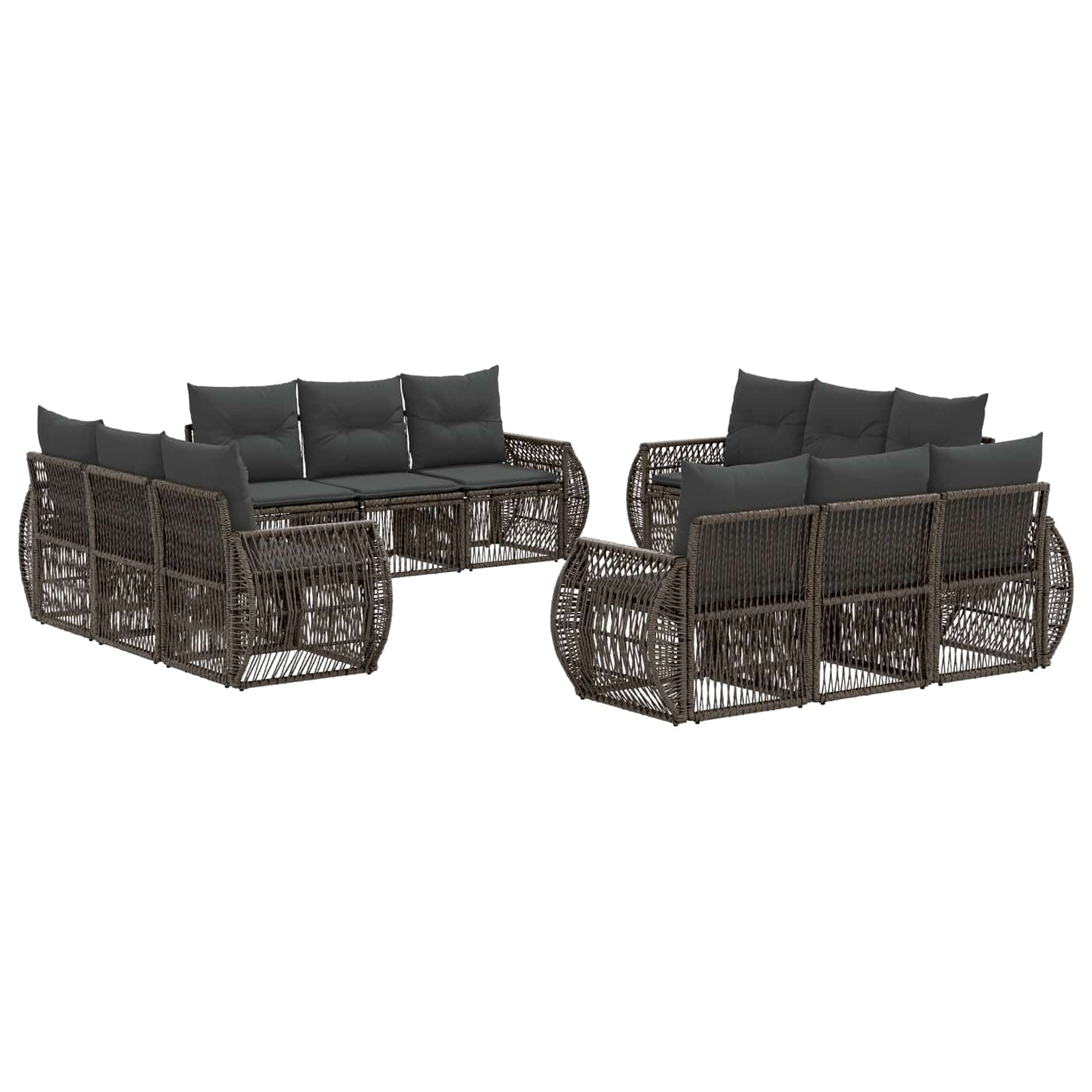 vidaXL Tuinbankenset 13 pcs Zwart en Cream Wit poly rattan