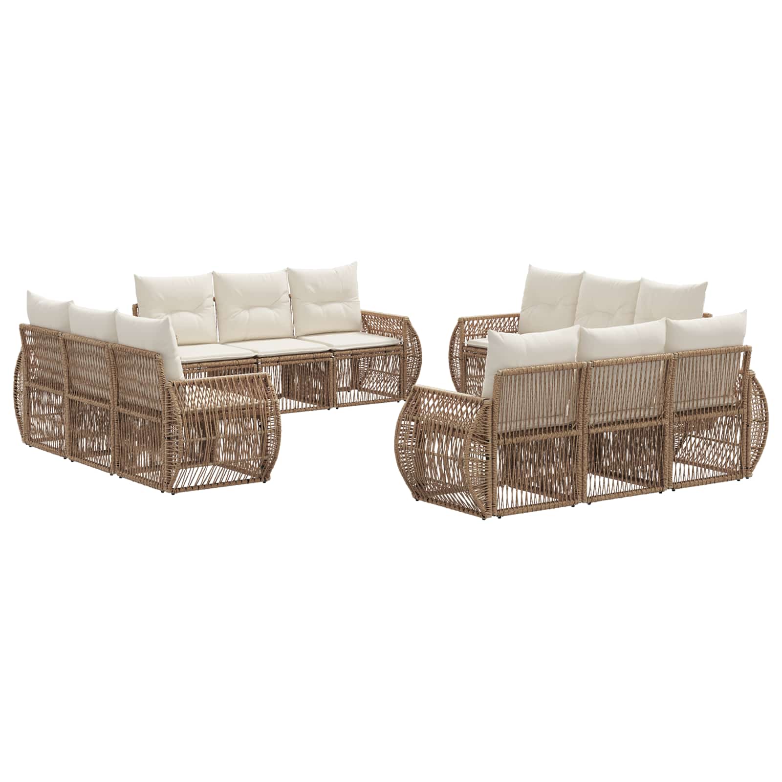 vidaXL Tuinbankenset 13 pcs Zwart en Cream Wit poly rattan