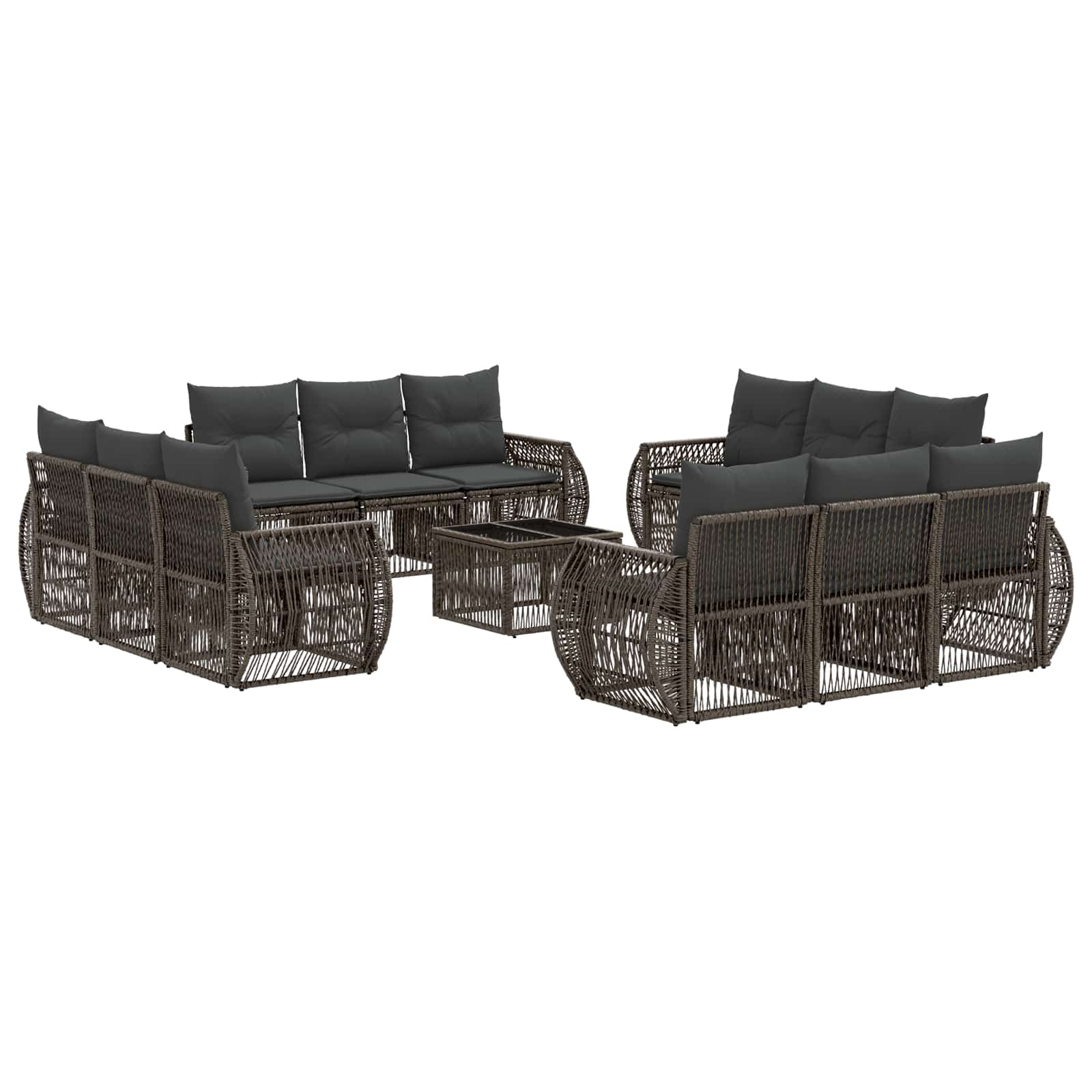 vidaXL Tuinbankenset 13 pcs Zwart en Cream Wit poly rattan