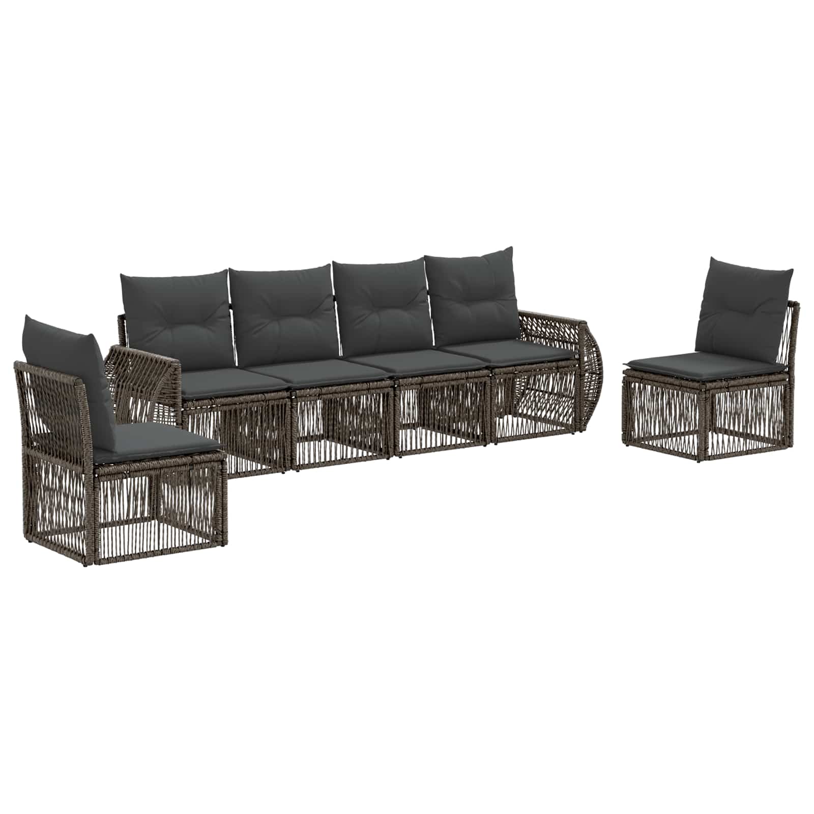 vidaXL Tuinbankenset 7 pcs Zwart en Cream Wit poly rattan