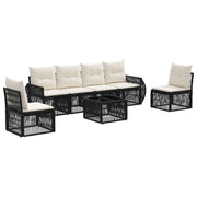 vidaXL Tuinbankenset 7 pcs Zwart en Cream Wit poly rattan