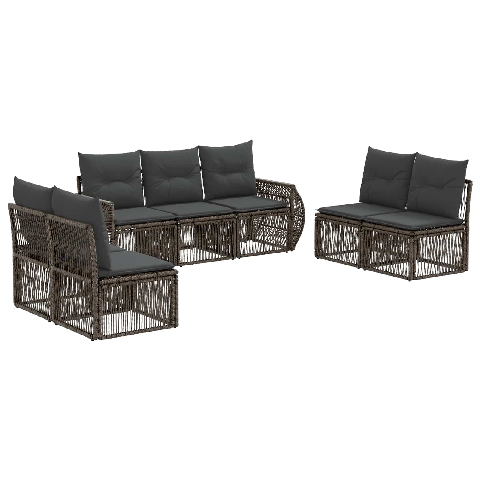 vidaXL Tuinbankenset 8 pcs Zwart en Cream Wit poly rattan