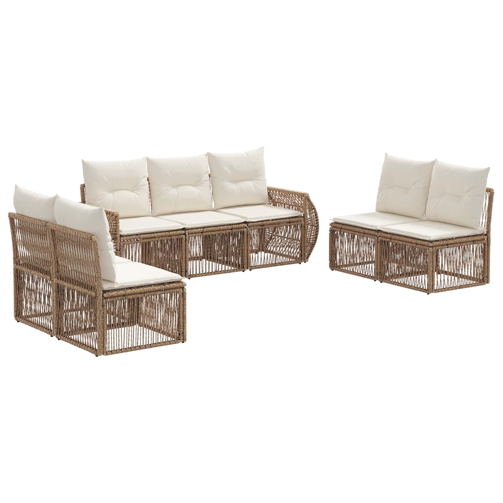 vidaXL Tuinbankenset 8 pcs Zwart en Cream Wit poly rattan