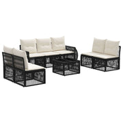 vidaXL Tuinbankenset 8 pcs Zwart en Cream Wit poly rattan