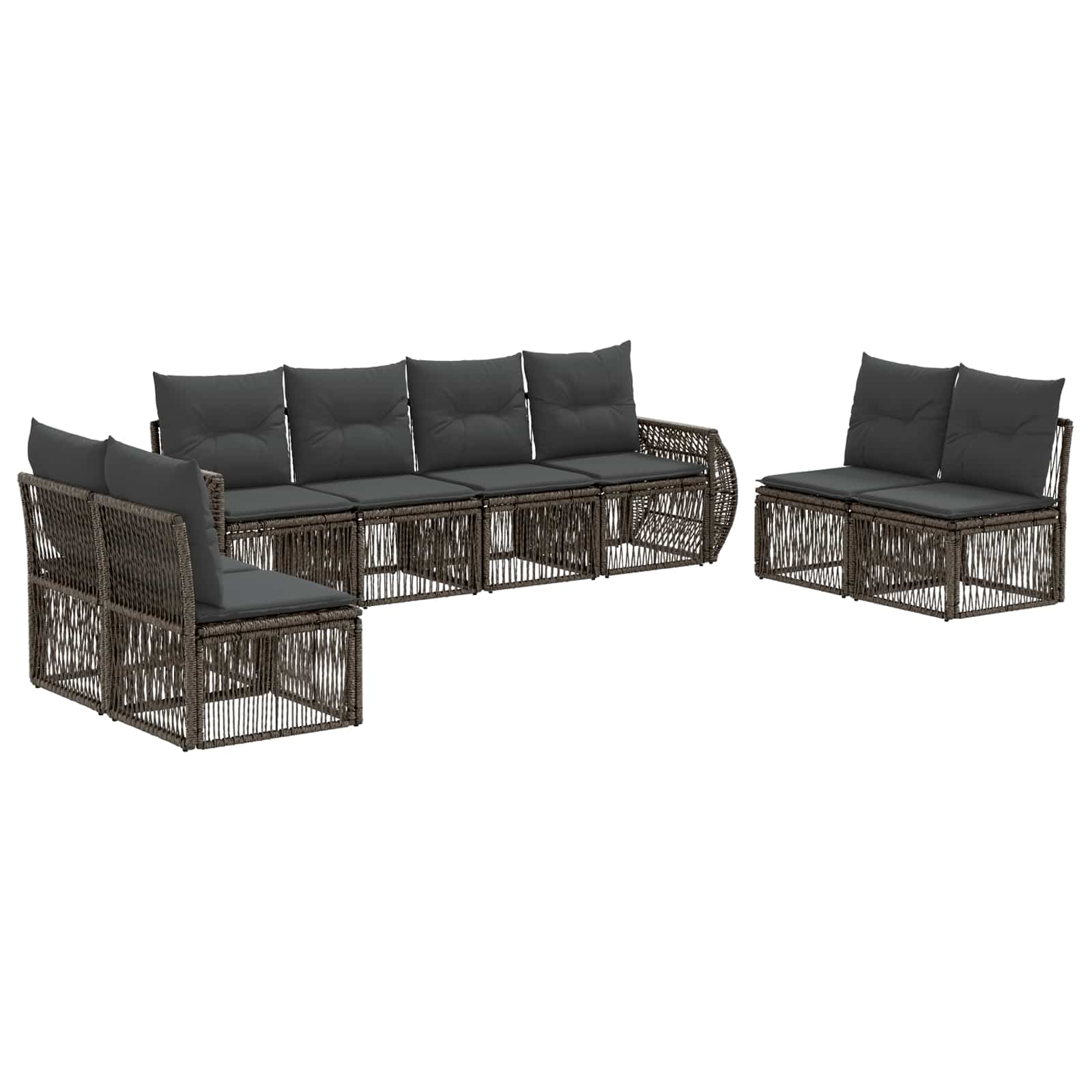 vidaXL Tuinbankenset 9 pcs Zwart en Cream Wit poly rattan