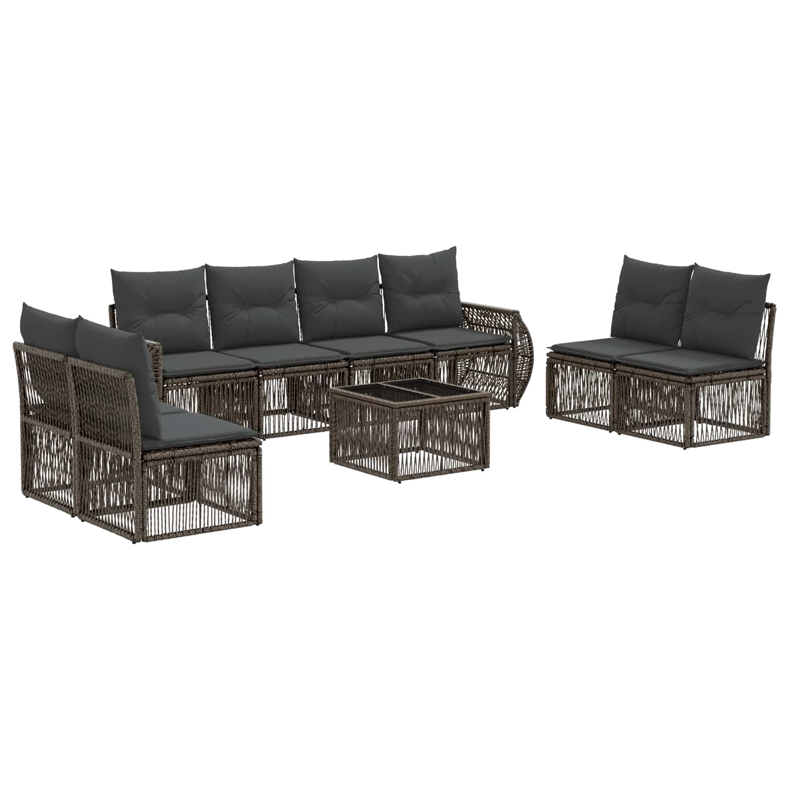 vidaXL Tuinbankenset 9 pcs Zwart en Cream Wit poly rattan