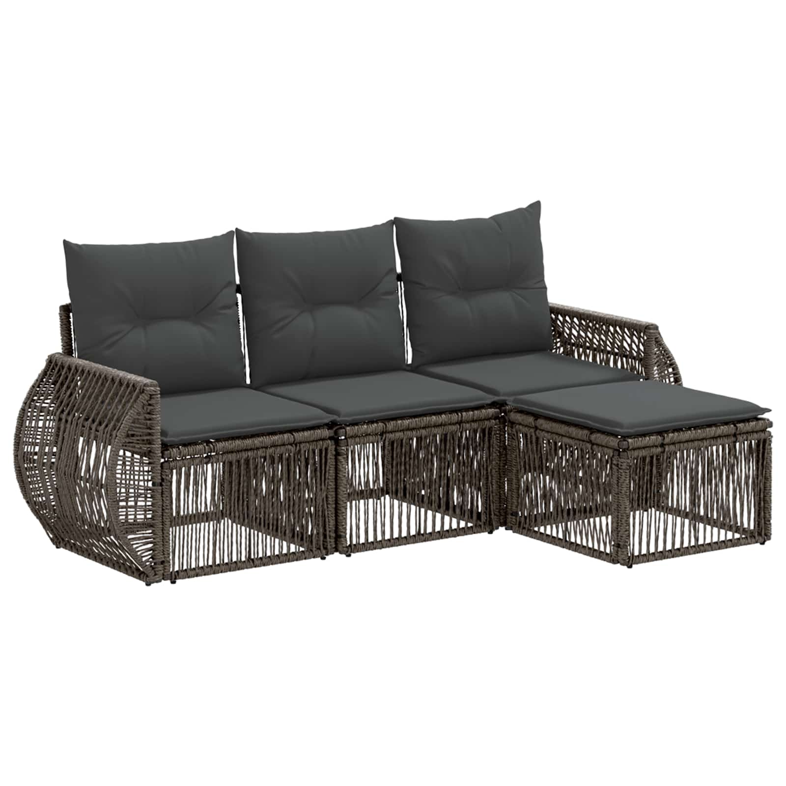 vidaXL Tuinbankenset 5 pcs Zwart en Cream Wit poly rattan