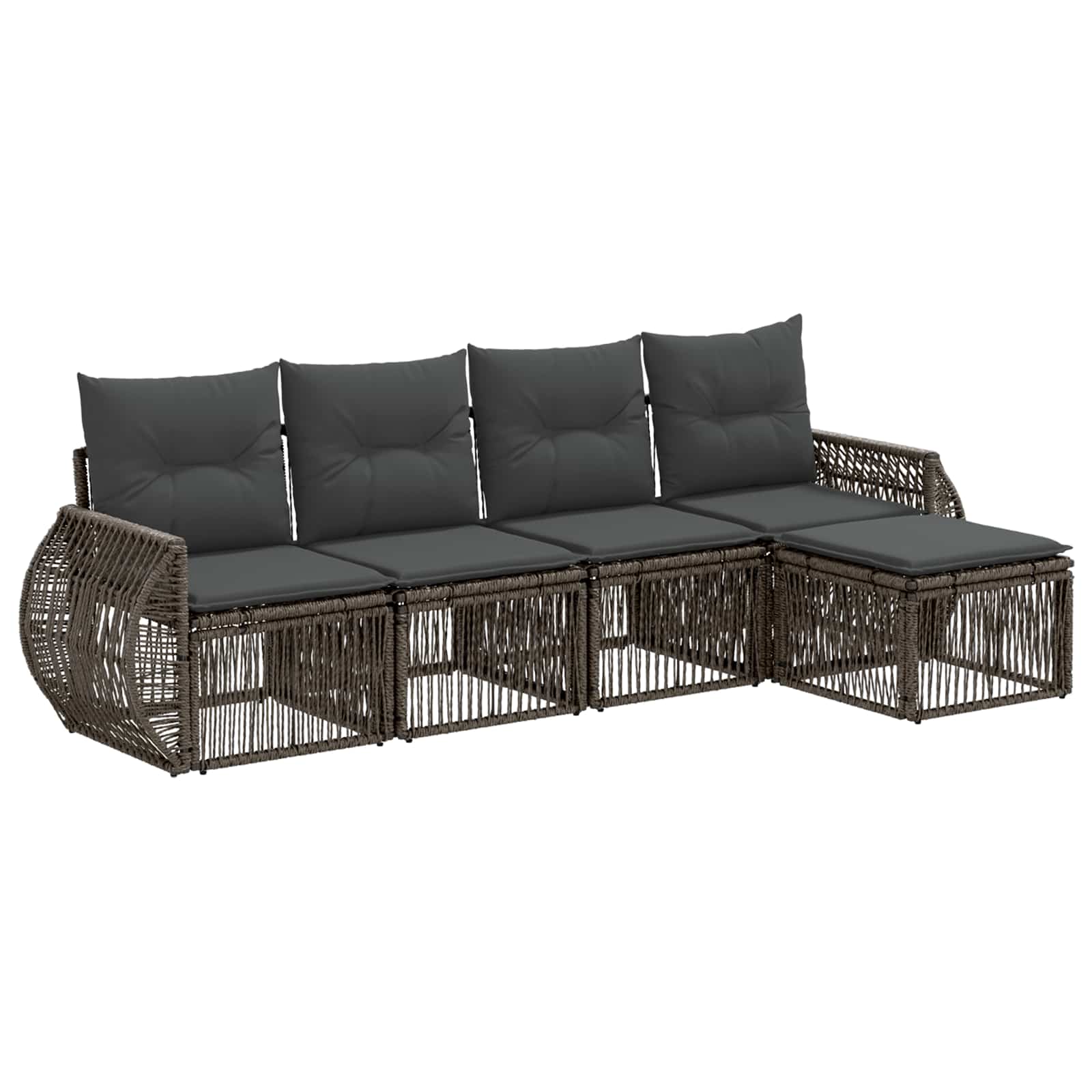 vidaXL Tuinbankenset 6 pcs Zwart en Cream Wit poly rattan