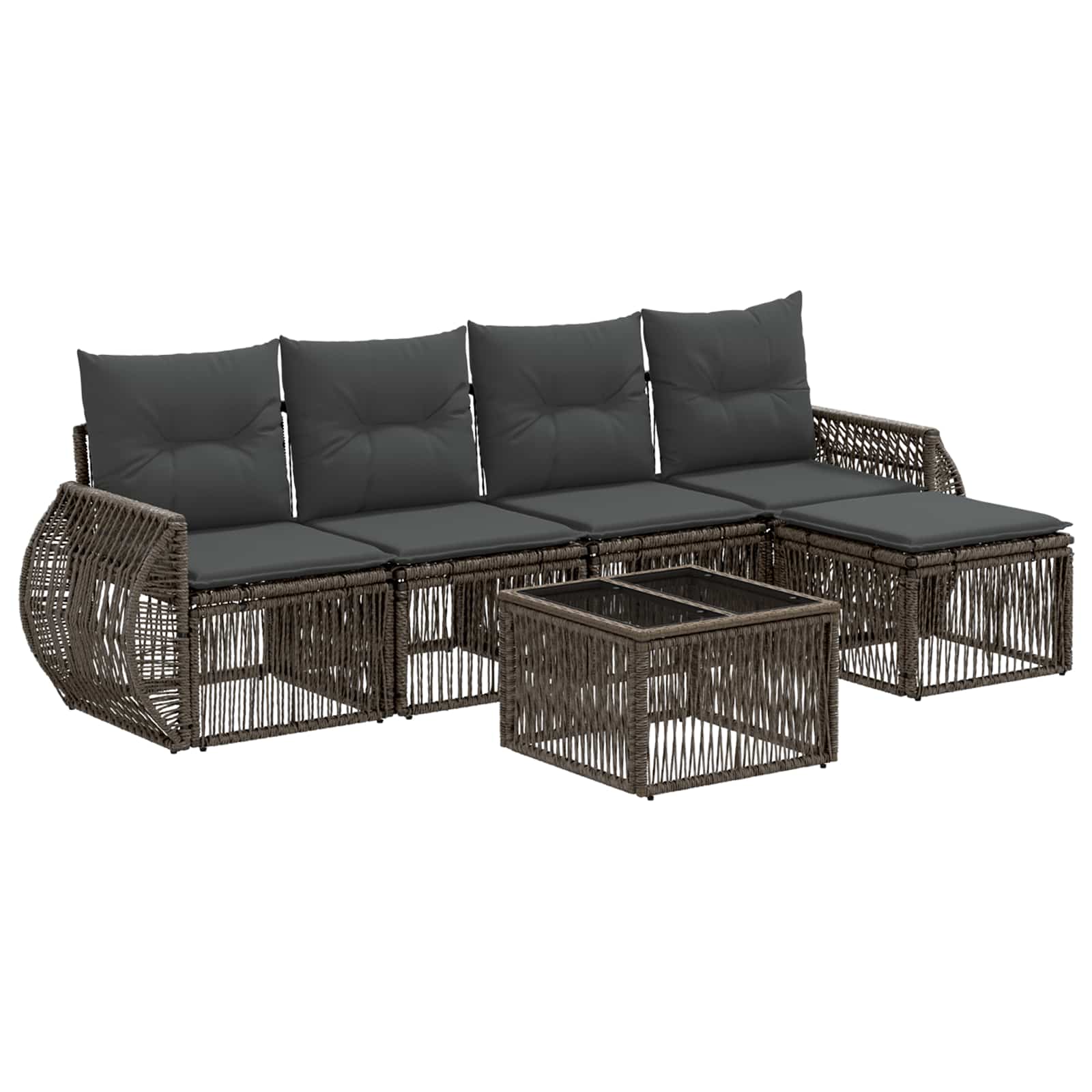 vidaXL Tuinbankenset 6 pcs Zwart en Cream Wit poly rattan
