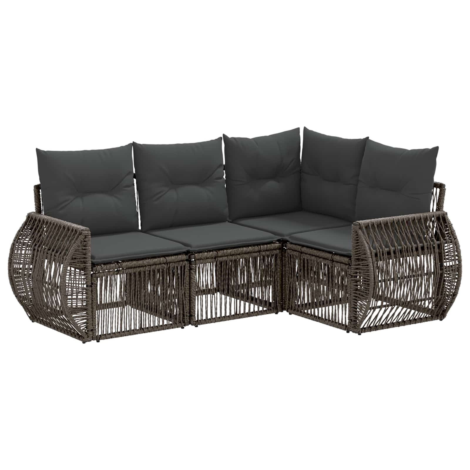vidaXL Tuinbankenset 5 pcs Zwart en Cream Wit poly rattan