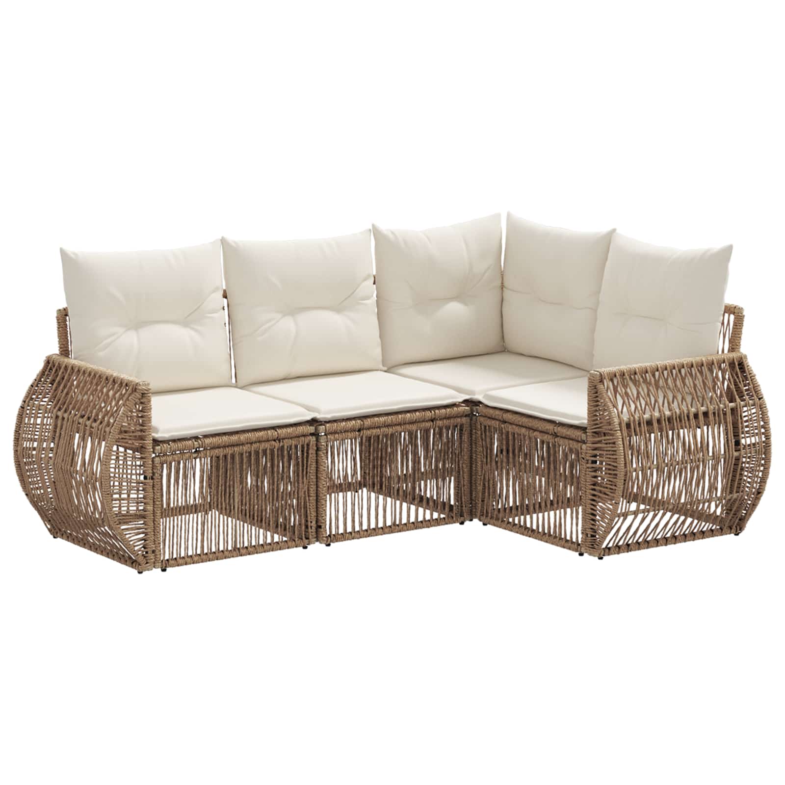 vidaXL Tuinbankenset 5 pcs Zwart en Cream Wit poly rattan