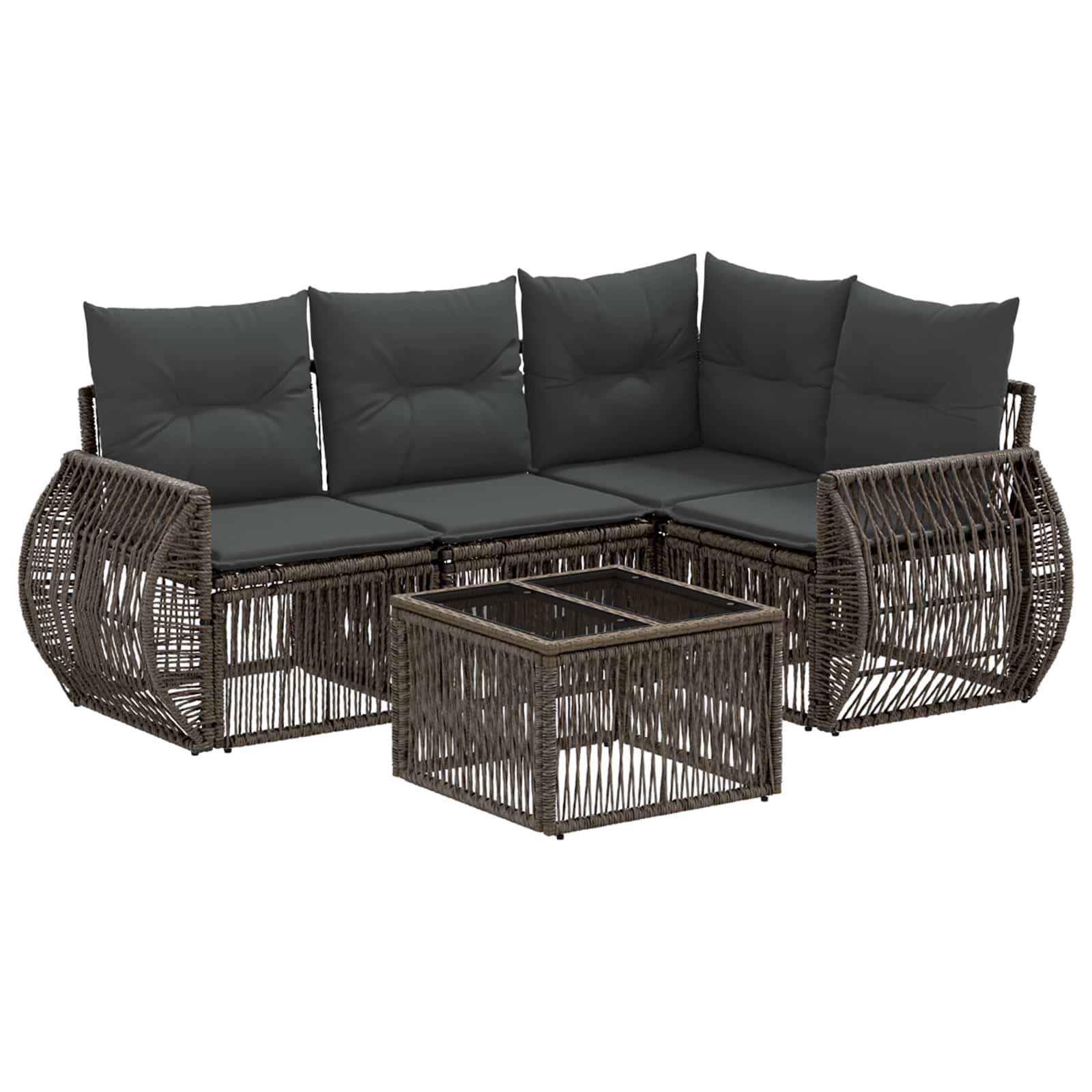 vidaXL Tuinbankenset 5 pcs Zwart en Cream Wit poly rattan