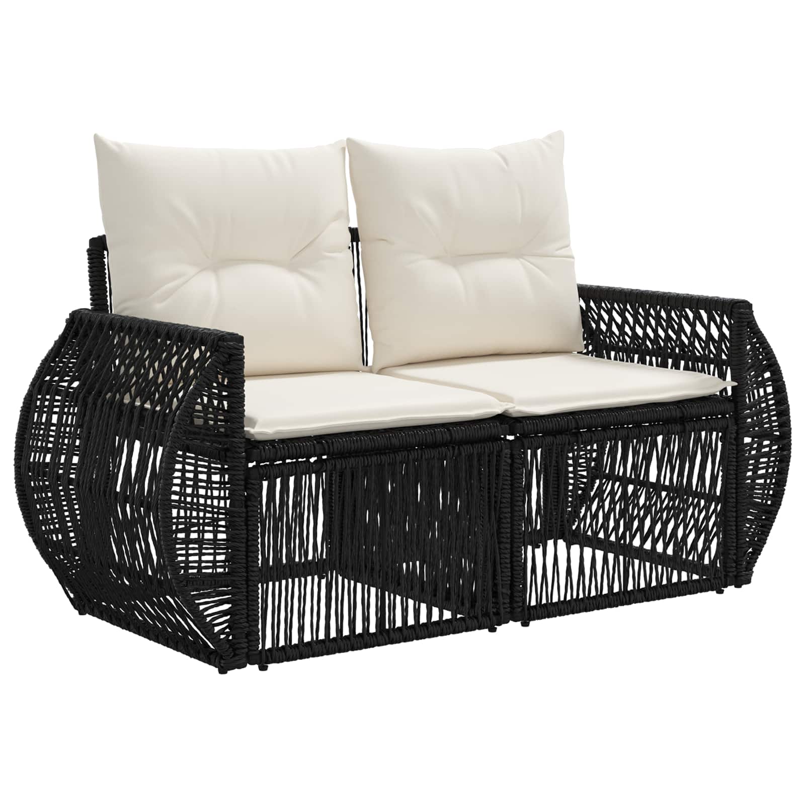 vidaXL Tuinbankenset 6 pcs Zwart en Cream Wit poly rattan
