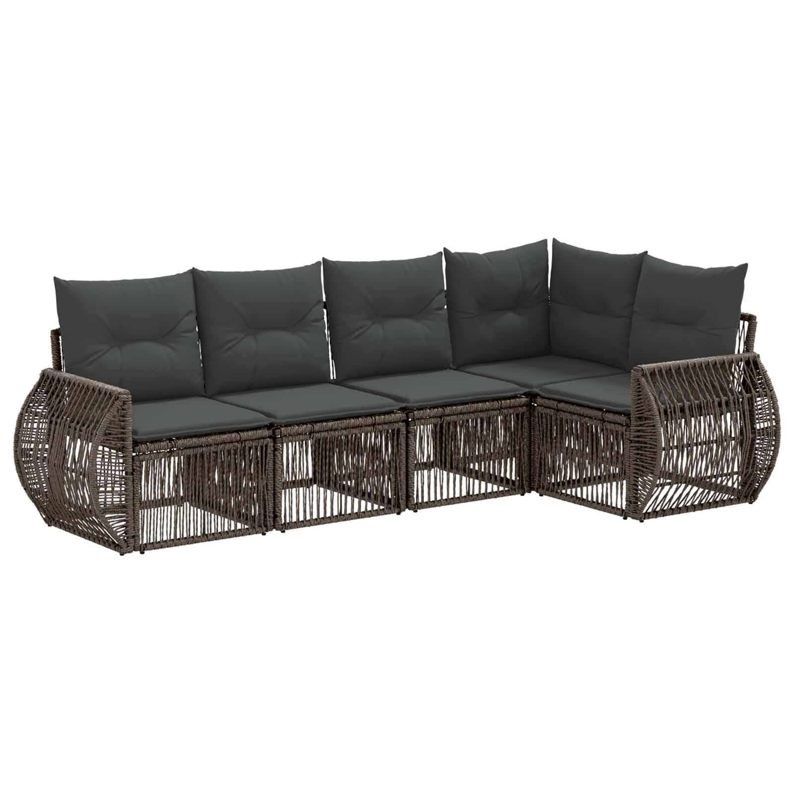 vidaXL Tuinbankenset 6 pcs Zwart en Cream Wit poly rattan