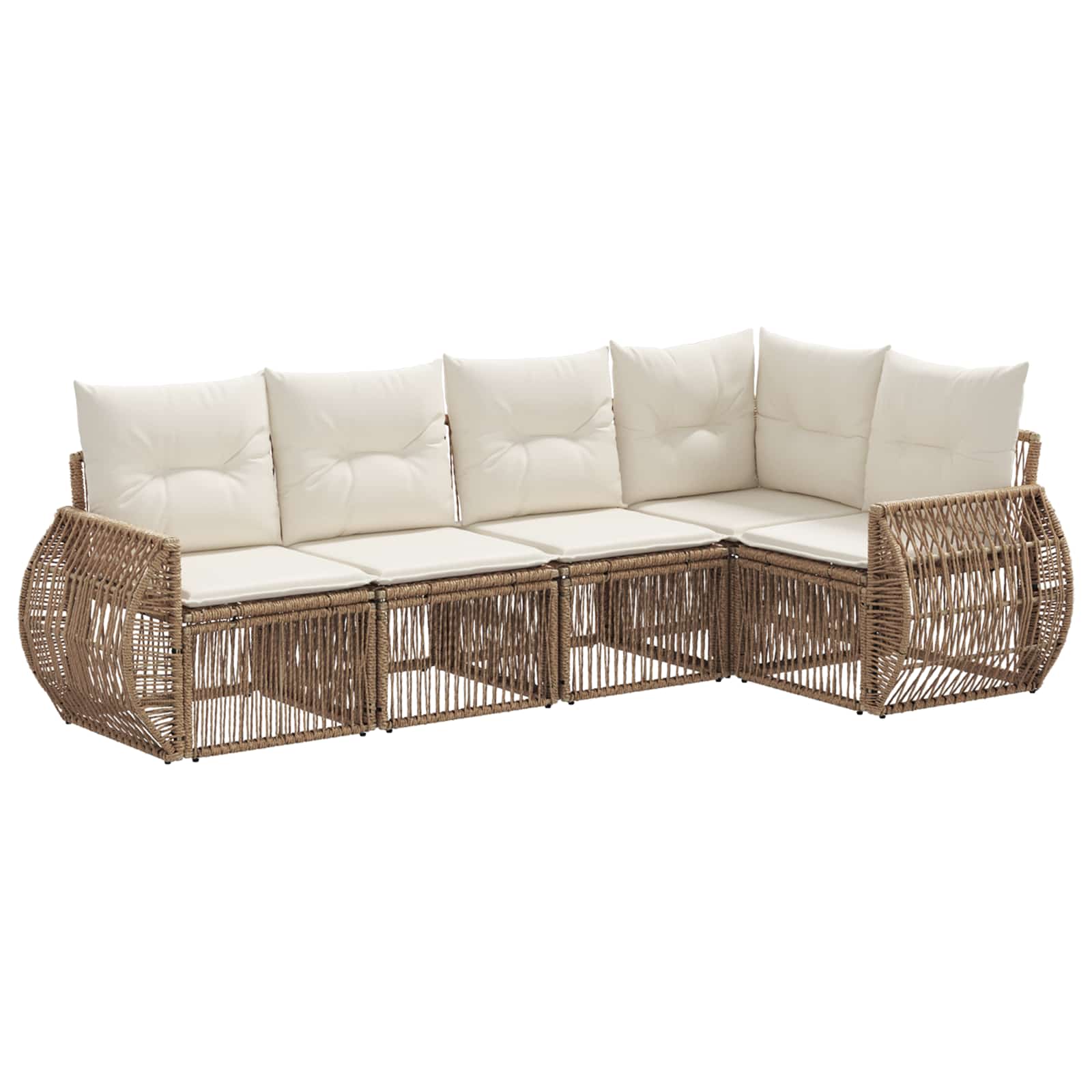 vidaXL Tuinbankenset 6 pcs Zwart en Cream Wit poly rattan