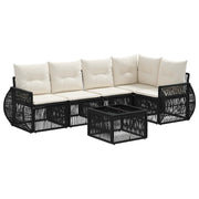 vidaXL Tuinbankenset 6 pcs Zwart en Cream Wit poly rattan