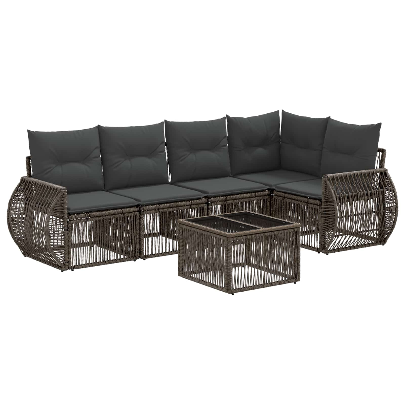 vidaXL Tuinbankenset 6 pcs Zwart en Cream Wit poly rattan