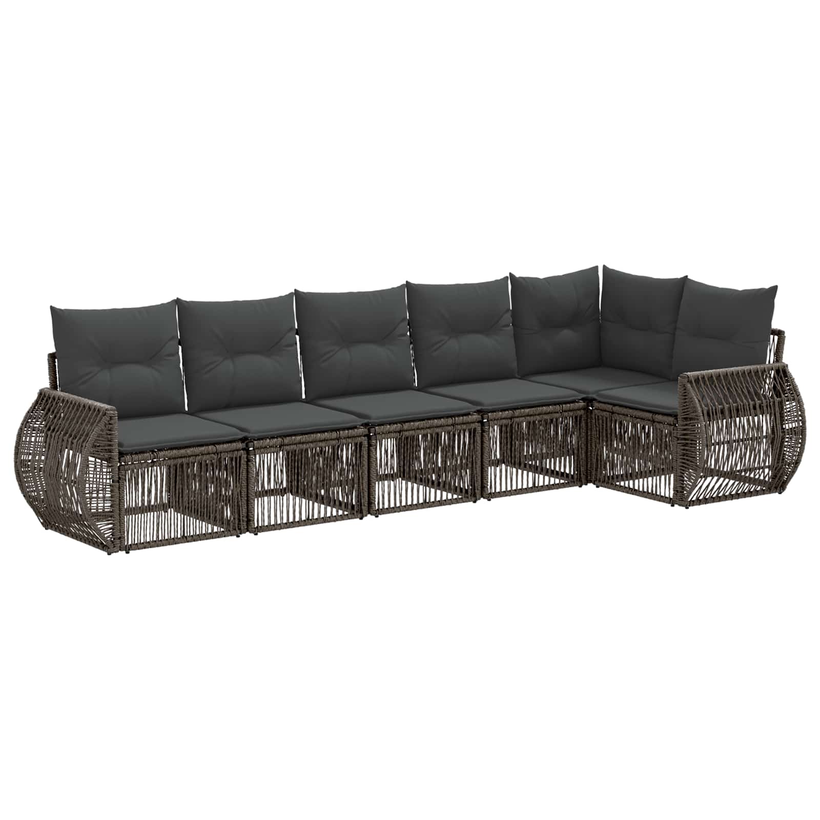 vidaXL Tuinbankenset 7 pcs Zwart en Cream Wit poly rattan