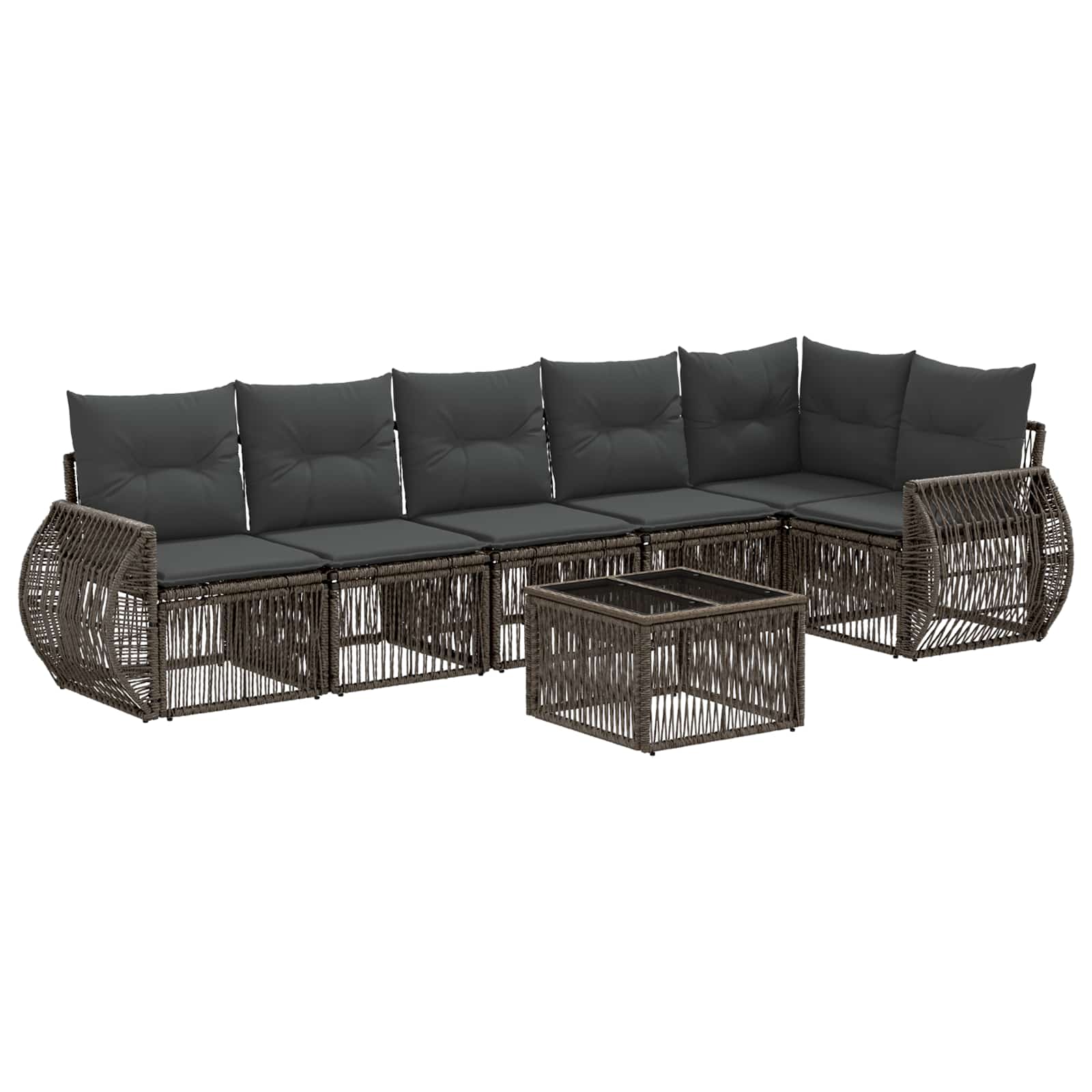 vidaXL Tuinbankenset 7 pcs Zwart en Cream Wit poly rattan
