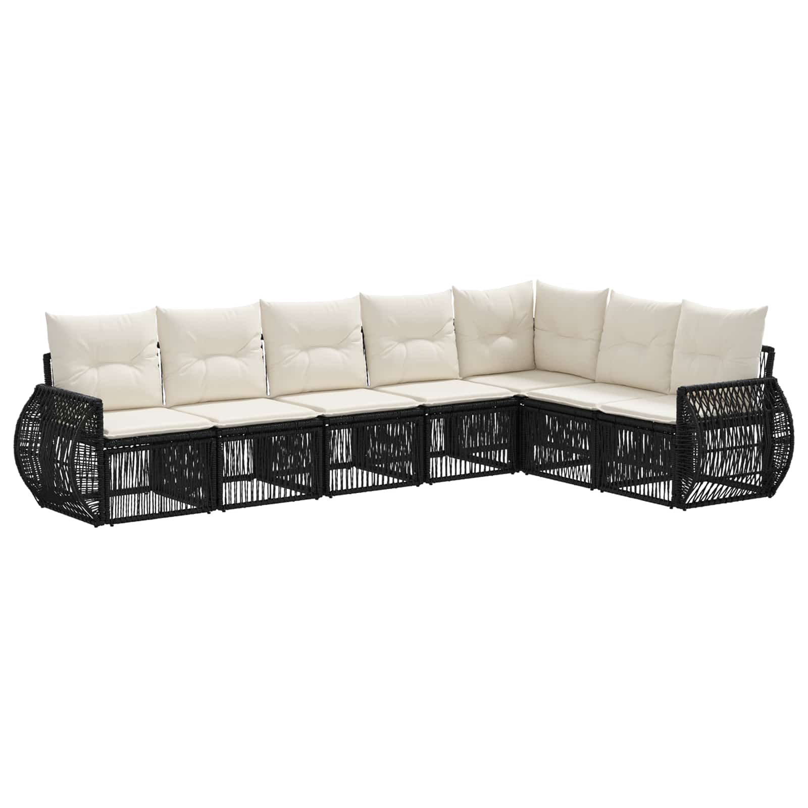 vidaXL Tuinbankenset 8 pcs Zwart en Cream Wit poly rattan