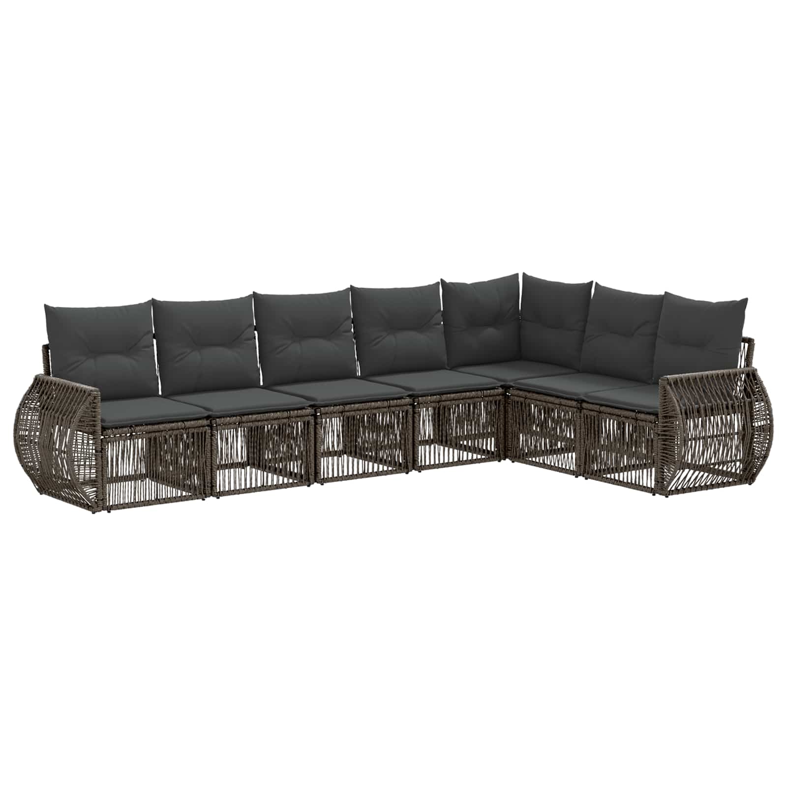 vidaXL Tuinbankenset 8 pcs Zwart en Cream Wit poly rattan