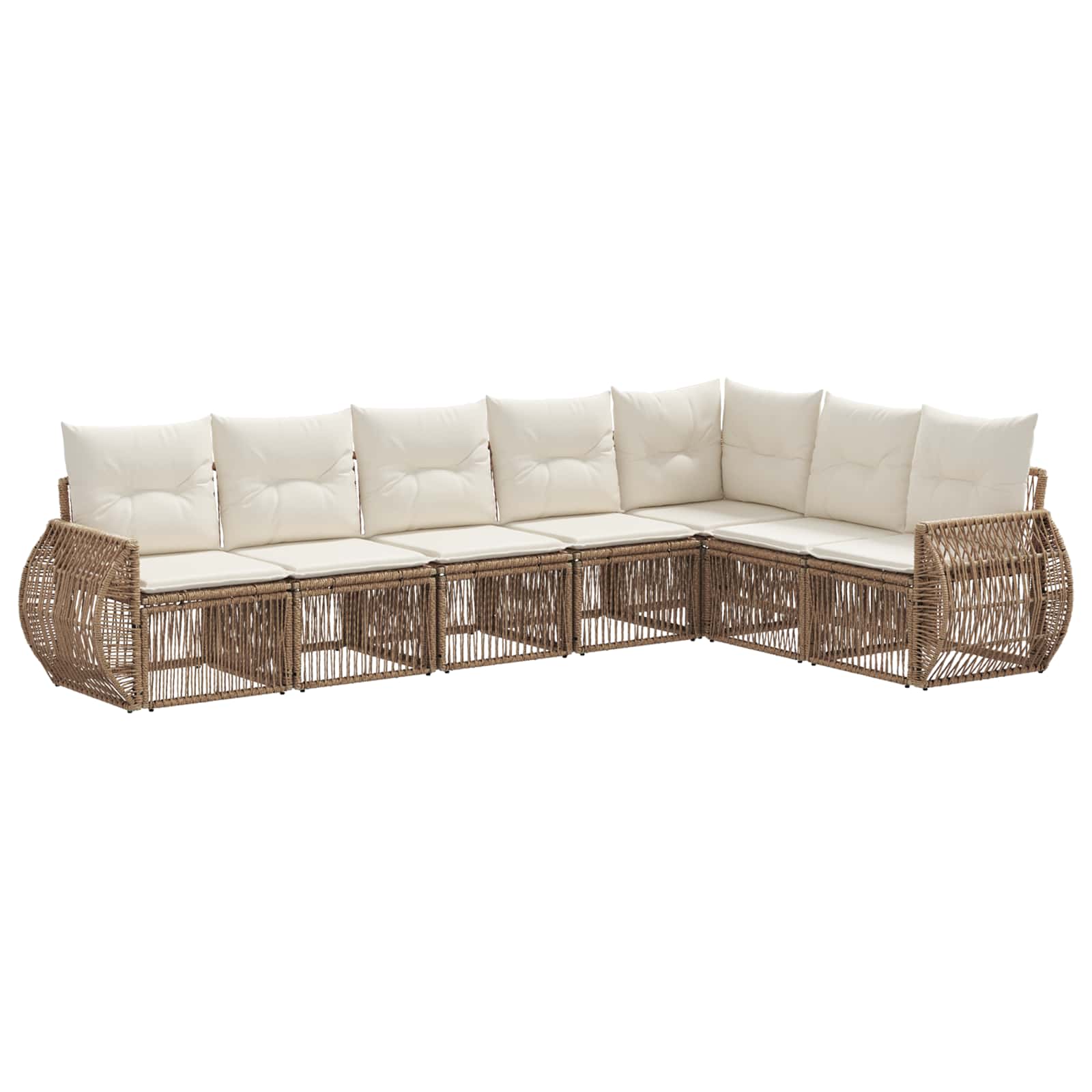 vidaXL Tuinbankenset 8 pcs Zwart en Cream Wit poly rattan