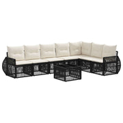 vidaXL Tuinbankenset 8 pcs Zwart en Cream Wit poly rattan