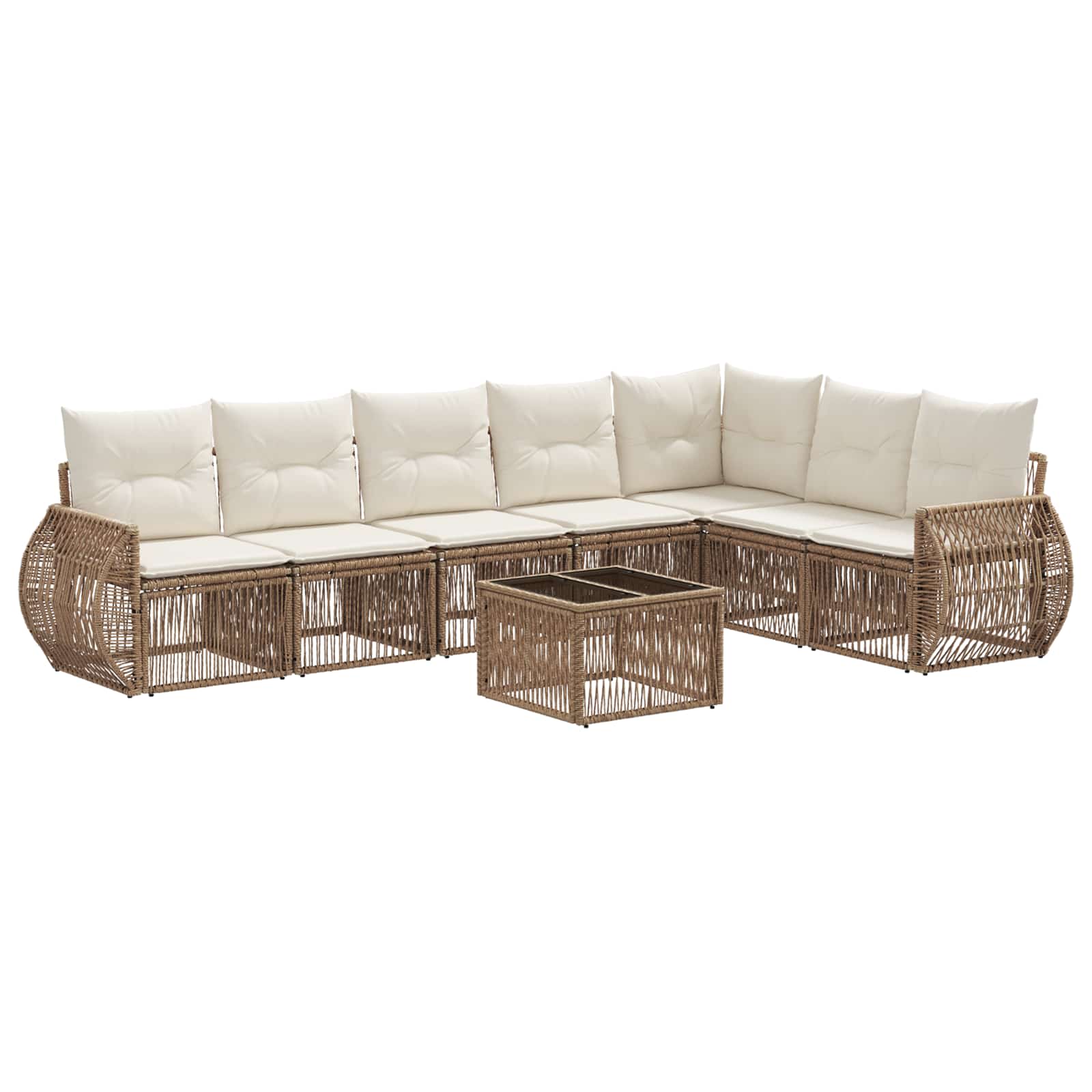 vidaXL Tuinbankenset 8 pcs Zwart en Cream Wit poly rattan