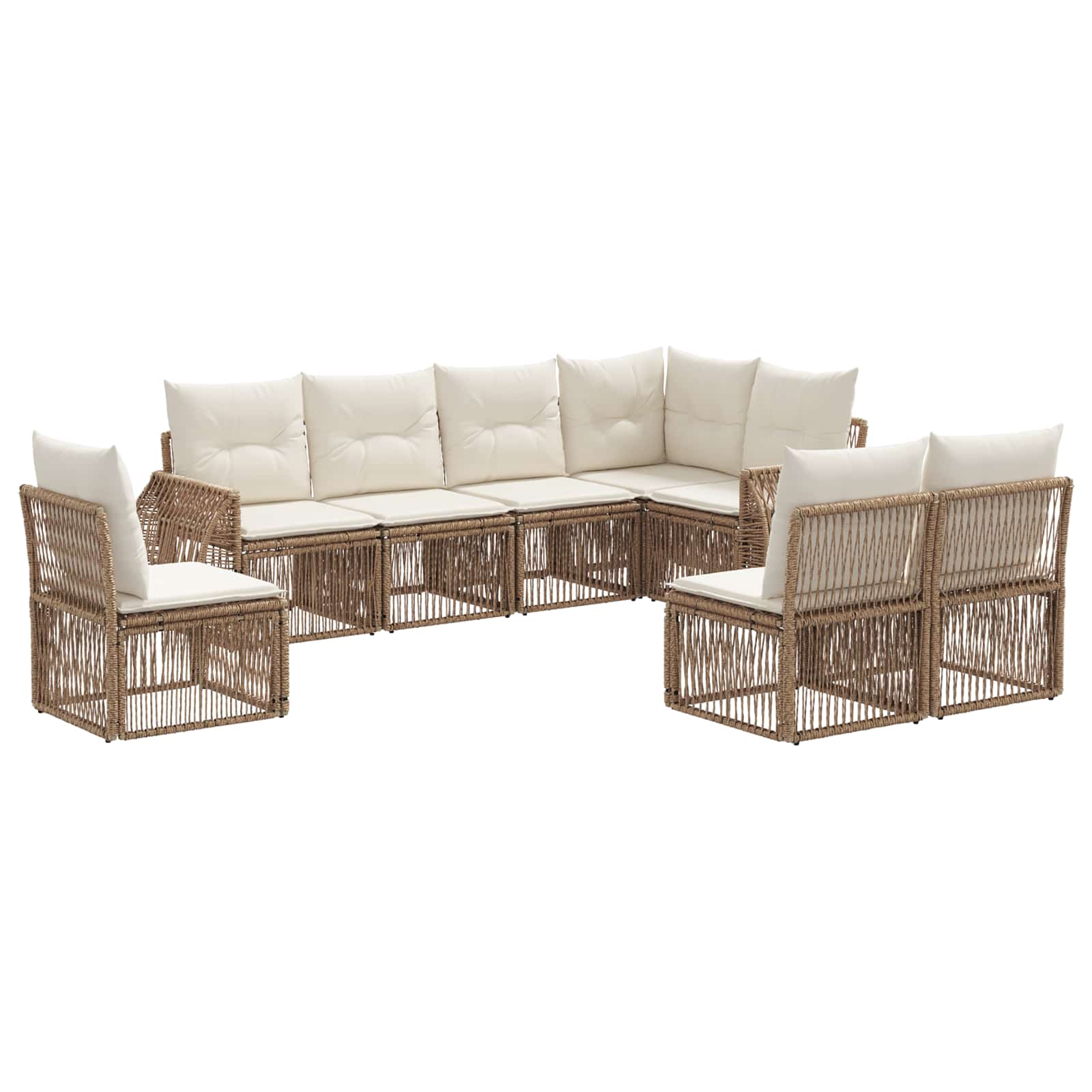 vidaXL Tuinbankenset 9 pcs Zwart en Cream Wit poly rattan