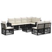 vidaXL Tuinbankenset 9 pcs Zwart en Cream Wit poly rattan