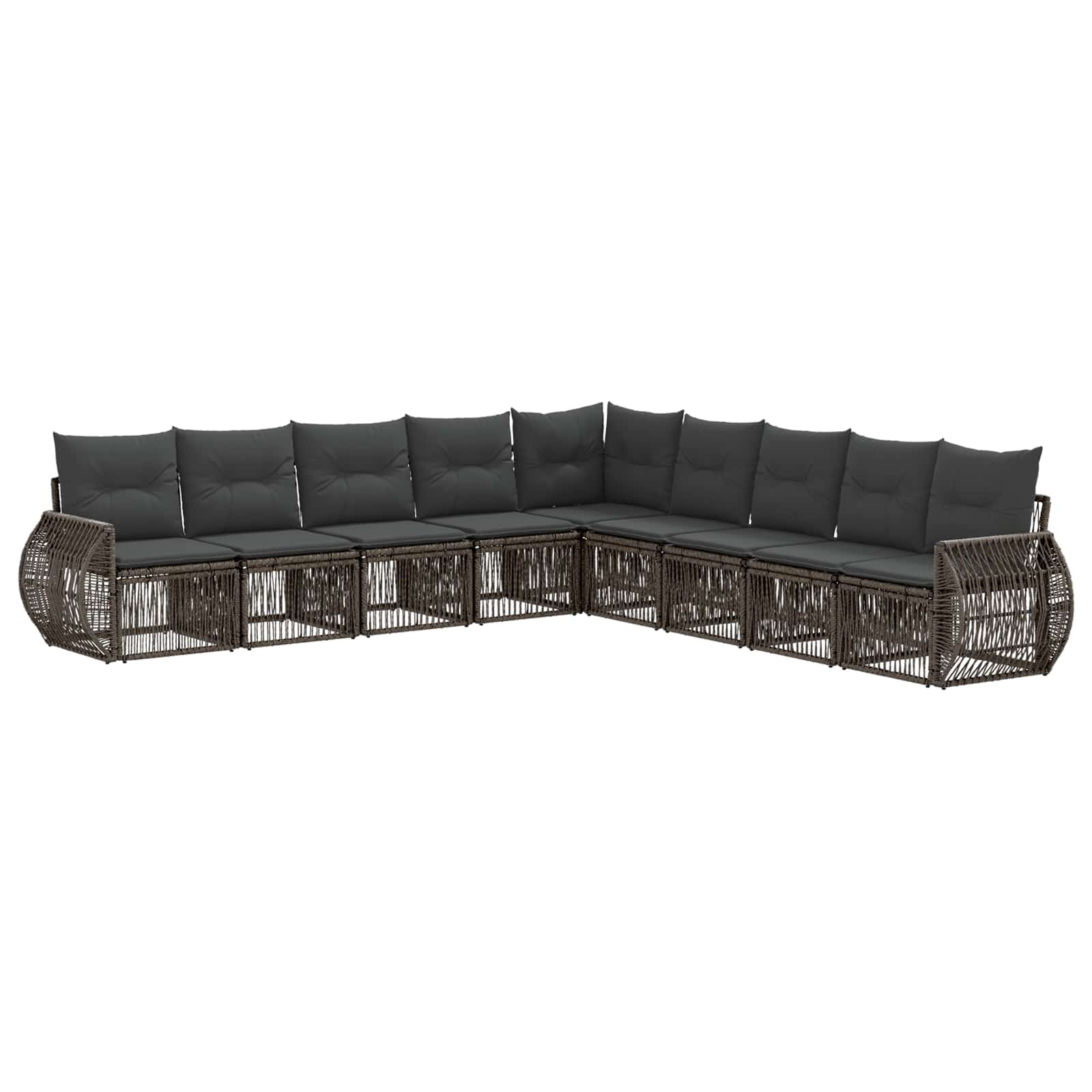 vidaXL Tuinbankenset 10 pcs Zwart en Cream Wit poly rattan