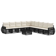 vidaXL Tuinbankenset 10 pcs Zwart en Cream Wit poly rattan
