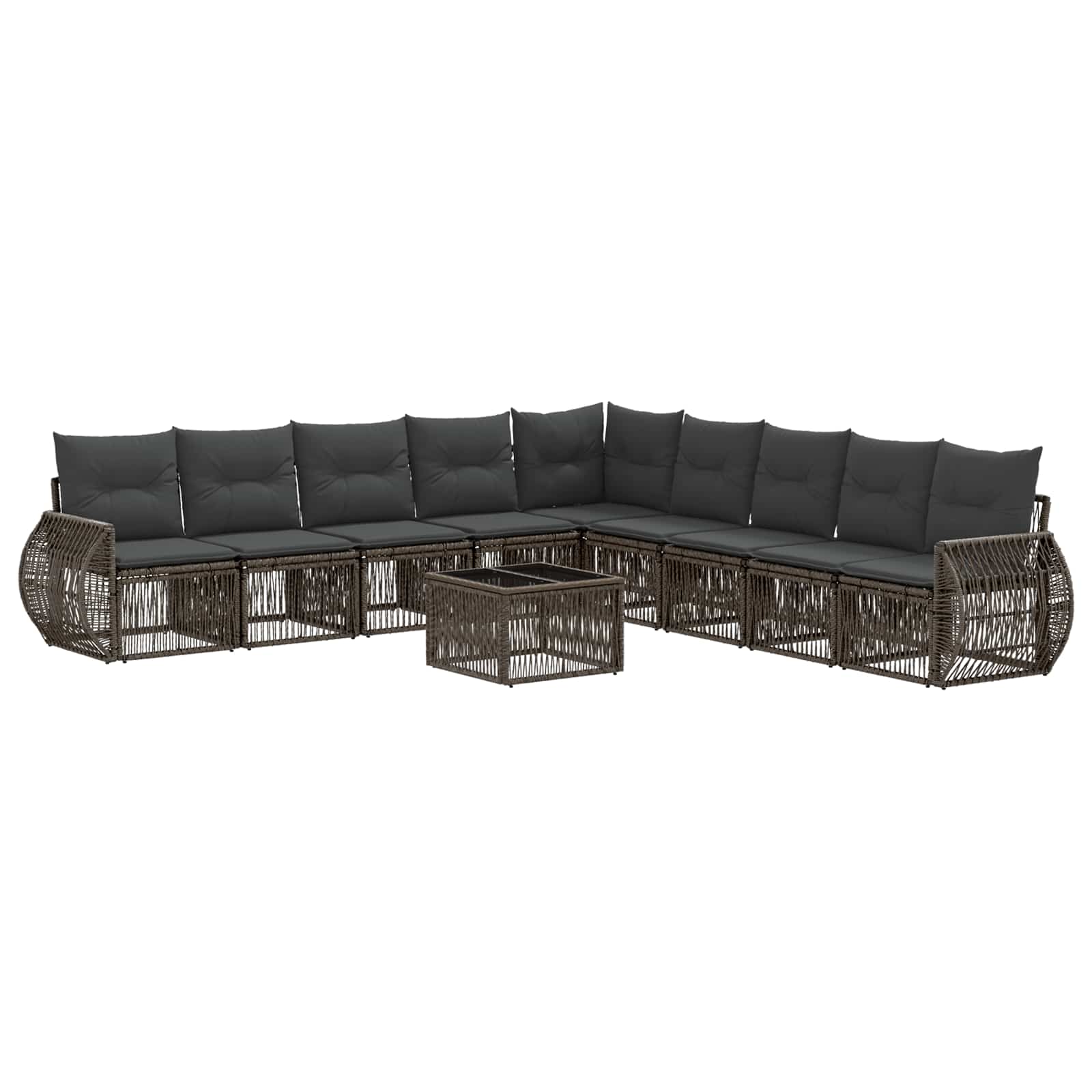vidaXL Tuinbankenset 10 pcs Zwart en Cream Wit poly rattan