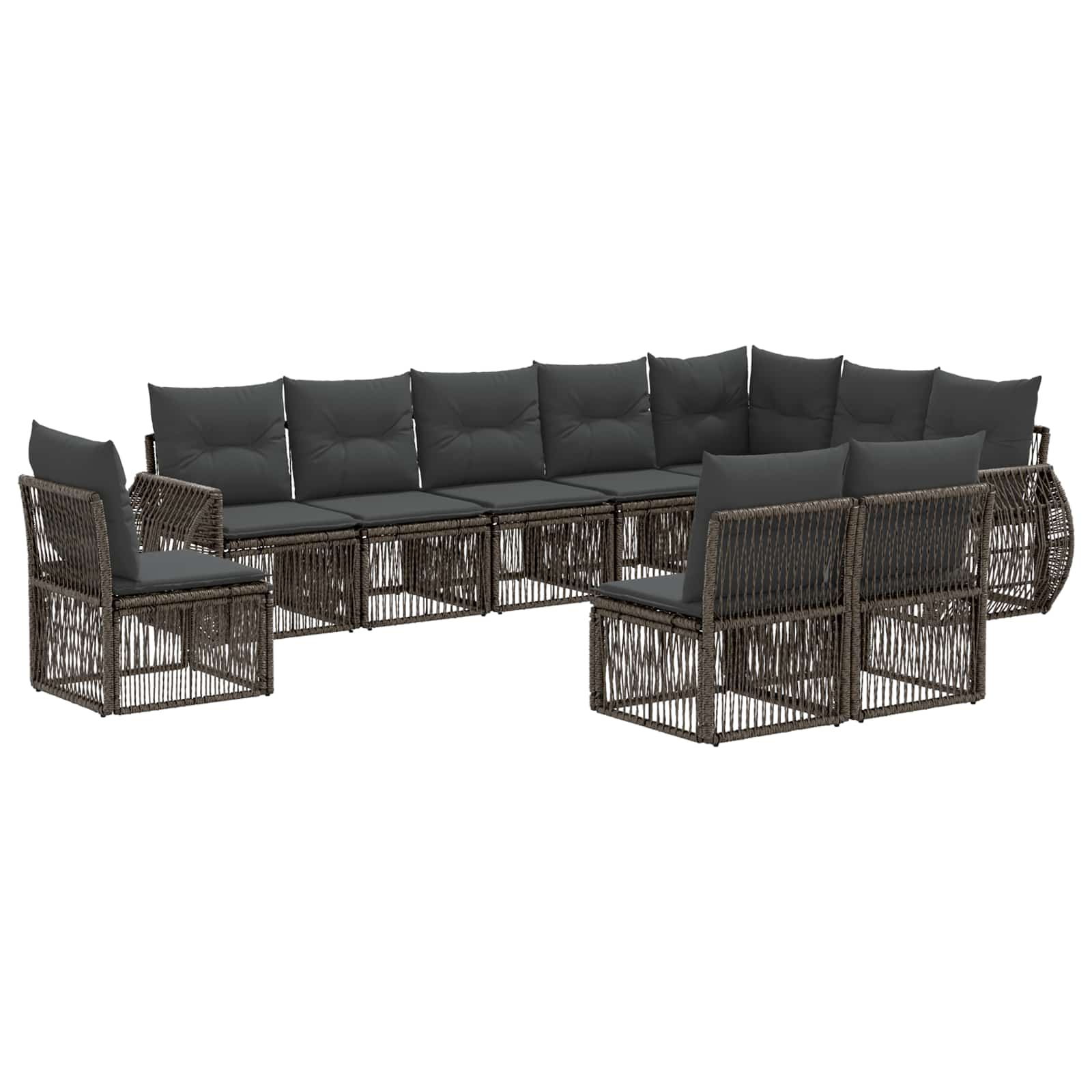 vidaXL Tuinbankenset 11 pcs Zwart en Cream Wit poly rattan