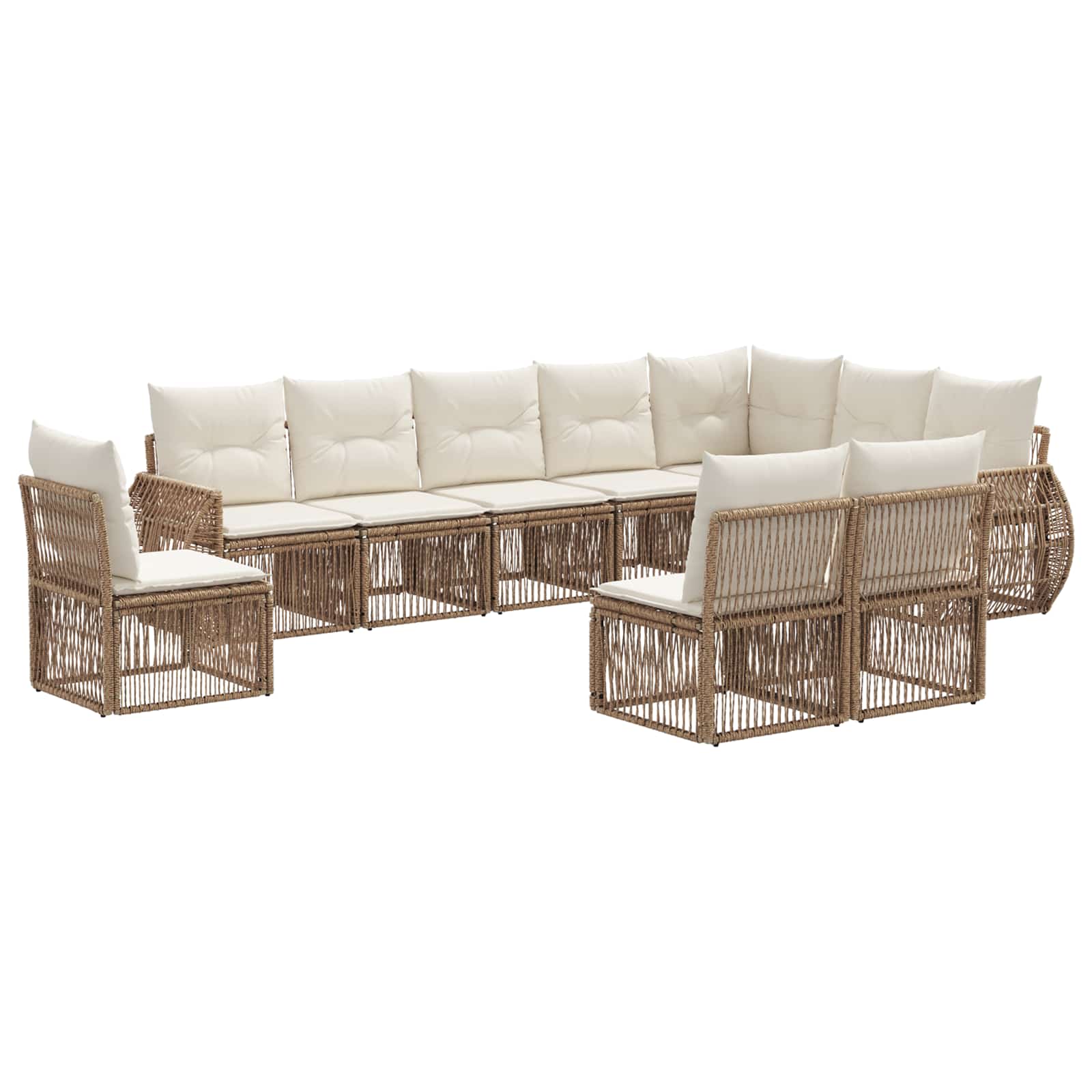 vidaXL Tuinbankenset 11 pcs Zwart en Cream Wit poly rattan