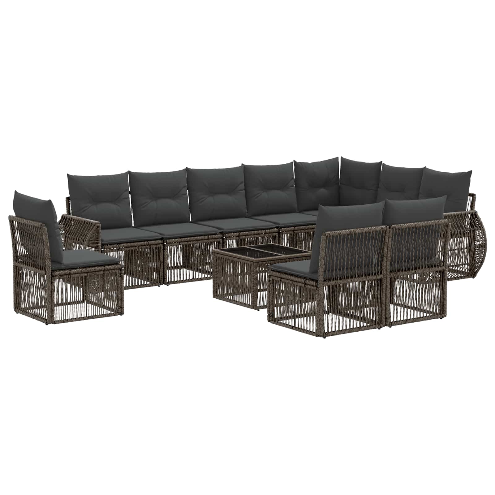 vidaXL Tuinbankenset 11 pcs Zwart en Cream Wit poly rattan