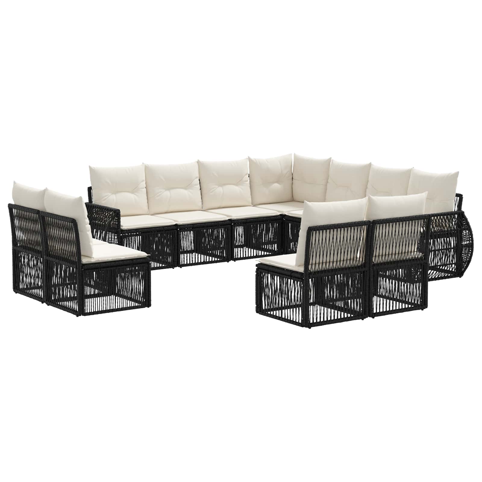 vidaXL Tuinbankenset 12 pcs Zwart en Cream Wit poly rattan