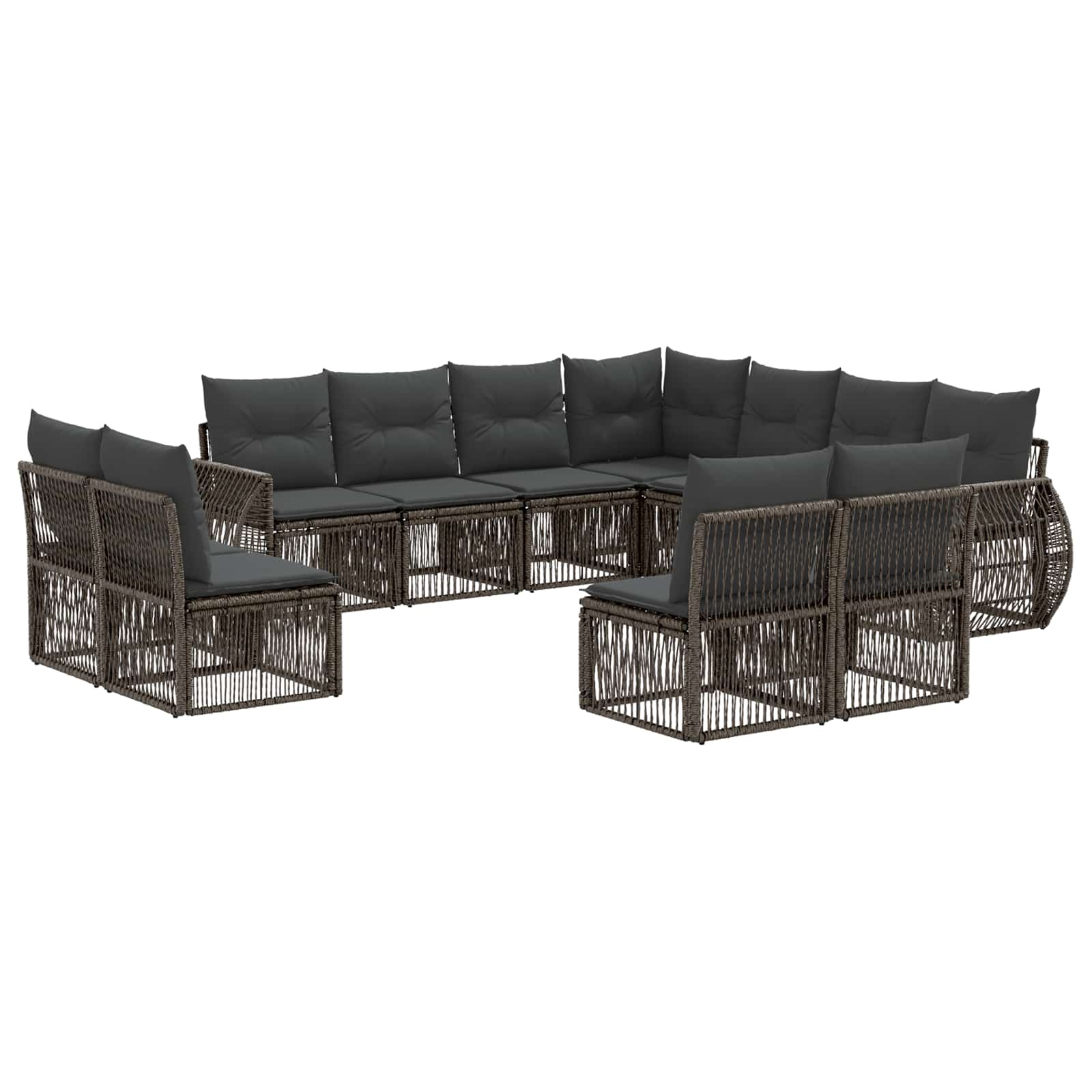 vidaXL Tuinbankenset 12 pcs Zwart en Cream Wit poly rattan
