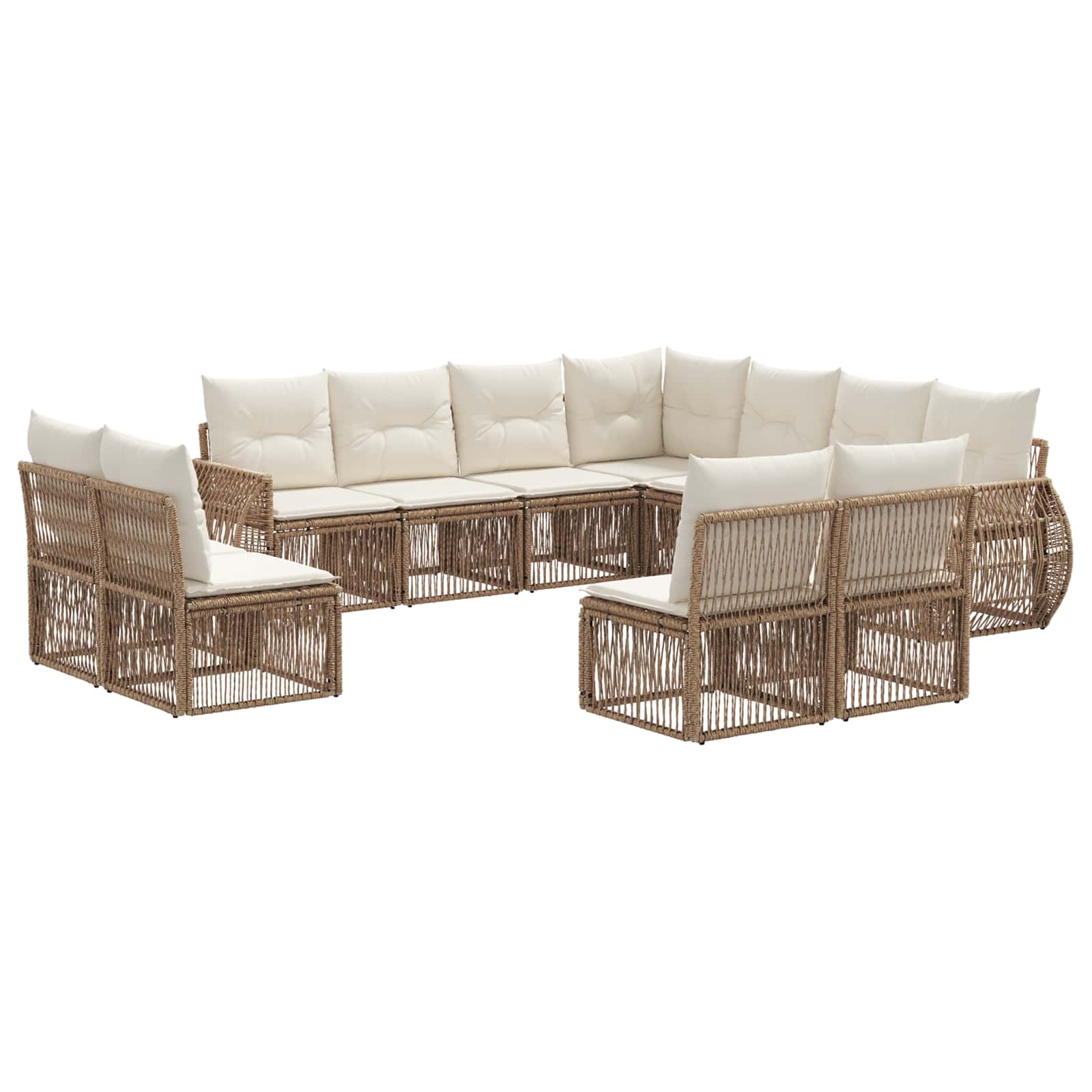 vidaXL Tuinbankenset 12 pcs Zwart en Cream Wit poly rattan