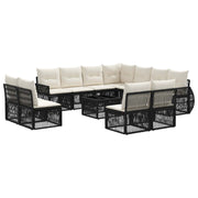 vidaXL Tuinbankenset 12 pcs Zwart en Cream Wit poly rattan