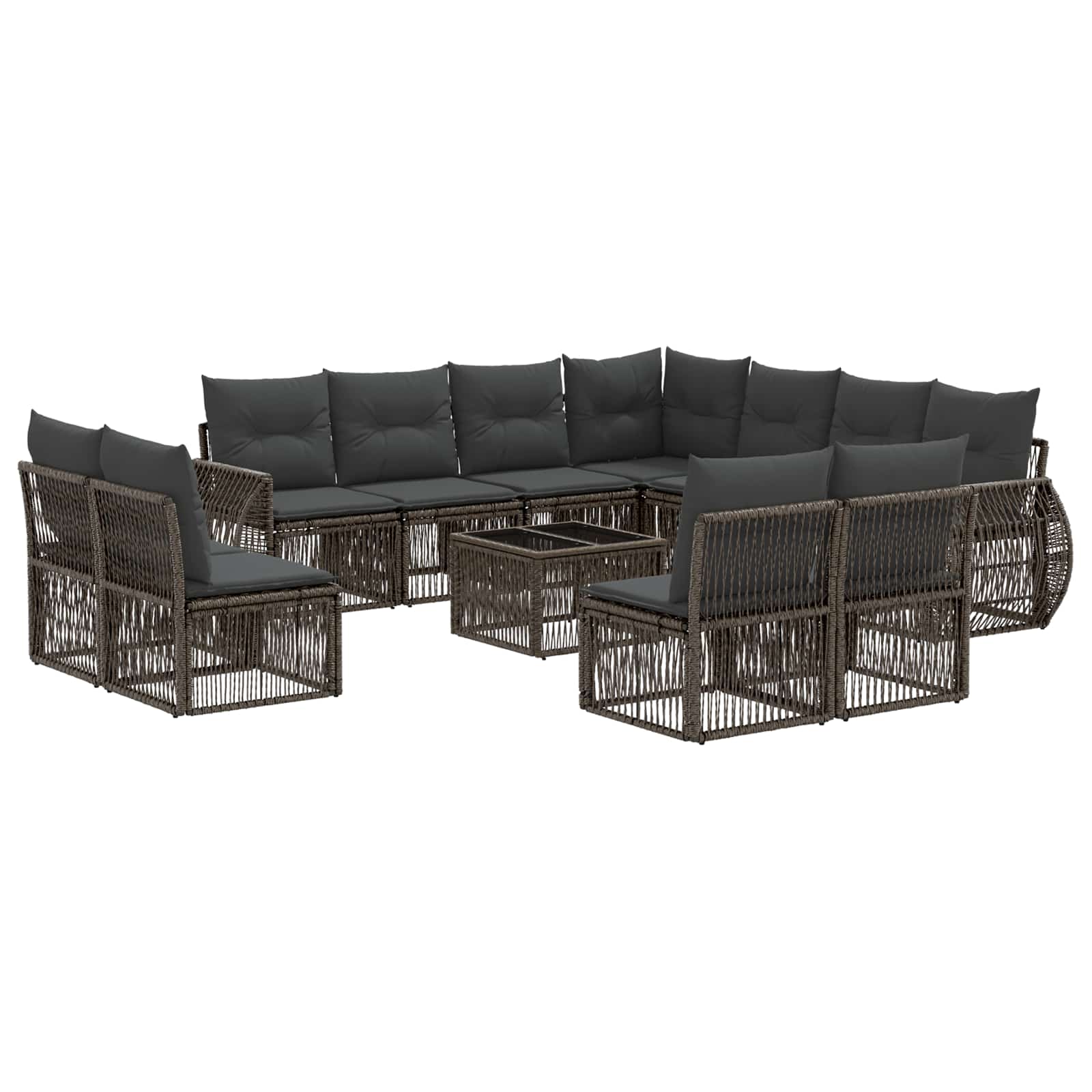 vidaXL Tuinbankenset 12 pcs Zwart en Cream Wit poly rattan